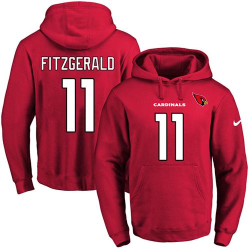 Nike Cardinals #11 Larry Fitzgerald Red Name & Number Pullover NFL Hoodie - Click Image to Close
